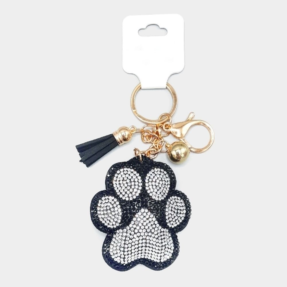 Black Dog Paw Keychain Cute Puppy Pet Metal Purse Charm Bag Accessory Gift